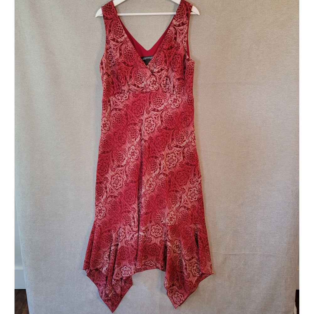 Jonathon Martin Dress Vtg 90s Asymmetrical Babydoll Midi Size 14W Dark Floral